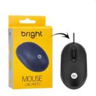 Mouse Optico Usb Bright 0106 Preto 800 dpi Design Ergonômico