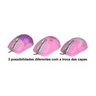 Mouse óptico USB na cor rosa com 2 capinhas extras - SAKAR