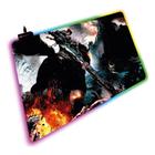 Mouse Pad Gamer Knup Cavaleiro LED RGB Iluminado 7 Cores 35x25cm