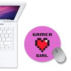 Mouse Pad Redondo Gamer Girl Coração Rosa