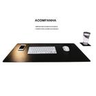 Mouse Pad Tapete Mesa Couro Impermeavel 70X30 Com Porta Copo