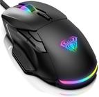 Mouse para jogos AULA F815 12800 DPI RGB com fio com 13 modos de luz de fundo