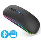 Mouse Sem Fio Recarregável Wireless Led Rgb Ergonômico Cor Preto