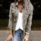 Mulheres Blusa Denim Coat-Grey S
