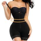 Mulheres Controle da barriga Body Shaper Butt Lifter Bodysuit Zipper Lace Slim Underwear - Preto - XL