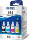 Multipack refil tinta epson t664 preto e coloridos - l355 / 395 / 495