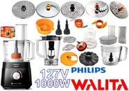 Multiprocessador 127V 1000W preto com 21 Itens com 2 Anos Garantia 7304 com 5 discos inox - PHILIPS WALITA