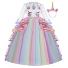 MYRISAM Unicórnio Fantasia Princesa Aniversário Desfile Festa Dança Performance Carnaval Long Maxi Tule Fancy Dress Up Long Sleeve Outfits Multicolor 4-5T