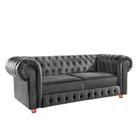 Namoradeira Chesterfield Bourbon 3 Lugares Via Encanto Veludo Cinza