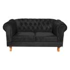 Namoradeira Chesterfield Duque Suede Preto/ decoração, studio, sala de estar, recepção, escritório - NOVO ENCANTO