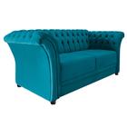 Namoradeira Chesterfield Sofia Suede Azul Turquesa - Doce Sonho Móveis