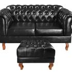 Namoradeira com Puff Duquesa Decorativo Chesterfield Capitonê Preto - BELLA DECOR