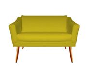 Namoradeira Decorativa Agatha Suede Amarelo 2 Lugares Pés Madeira Ms Decor - Mansão Decor