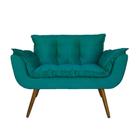 Namoradeira Decorativa Estofada Para Recepção Clínica Opala Suede Azul Turquesa - DL Decor