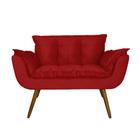 Namoradeira Decorativa Estofada Para Salão de Beleza Opala Suede Vermelho - DL Decor - Doce Lar Decorações