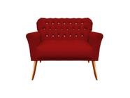 Namoradeira Decorativa Isabela Couro Vermelho 2 Lugares Pés Madeira Ms Decor - Mansão Decor