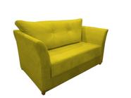 Namoradeira Decorativa Isis Couro Amarelo Pés Madeira Mz Decor - Mazzero Decor