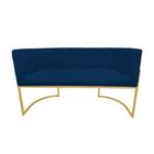 Namoradeira Decorativa Luana Suede Azul Marinho 2 Lugares Base Dourada Mz Decor