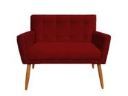 Namoradeira Decorativa Onix Suede Vermelho 2 Lugares Pés Madeira Ms Decor - Mansão Decor