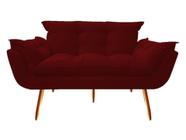 Namoradeira Decorativa Opala Suede Marsala 2 Lugares Pés Madeira Mz Decor - Mazzero Decor