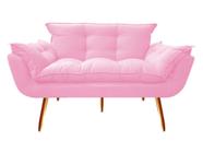 Namoradeira Decorativa Opala Suede Rosa Bebê 2 Lugares Pés Madeira Mz Decor