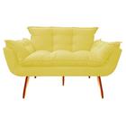 Namoradeira Decorativa Opalla Sala de Estar Consultorio Clinica Suede Amarelo - Decor Elity