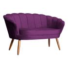 Namoradeira Decorativa Pétala Veludo Roxo Pés Madeira Ms Decor - Mansão Decor