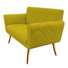 Namoradeira Decorativa Sabrina Suede Amarelo Pés Madeira Ms Decor - Mansão Decor