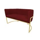 Namoradeira Luana Base Metálica Dourada Suede Bordo - Vallisa Decor