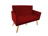 Namoradeira Nina Decorativa Suede Vermelho 2 Lugares Pés Madeira Mz Decor - Mazzero Decor