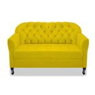 Namoradeira Recamier Sofá Julia com Botonê para Sala de Estar Recepção Escritório Quarto Amarelo Suede - AM Decor