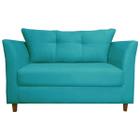 Namoradeira Sofa 2 Lugares Pes de Madeira Isis Suede Azul Turqueza - Mega Shop