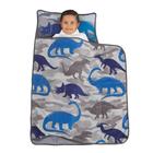 Nap Mat Everything Kids Dino azul e cinza com travesseiro e cobertor