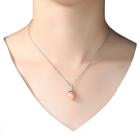 Natural Freshwater Pink Pearl Zircon Pendant 925 Silver Necklace Pearl Jewely Women Wedding/Party Gift