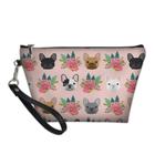 NDISTIN Floral Buldogue Francês Impresso Saco de Maquiagem Mulheres Meninas Viagem Bolsa Cosmética Zíper Bolsa de Lavagem Saco