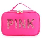 Necessaire Estojo Escolar Organizador Feminina Feminina Pink Com Espelhinho Porta Batom, Maquiagem