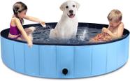 Newpet Piscina Banheira Cachorro Pets Dobrável Azul 120x30cm