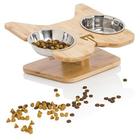 NibbleyPets Elevado Dog Bowl Stand com Aço Inoxidável Alimentos e Tigelas de Água (3 Pc. Set) Stand-Up Comer e Beber Design ergonômico para animais de estimação Perfeito para buldogues franceses, Pugs