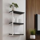 Nicho de Parede Industrial para Quarto 3 Prateleiras Milão - Branco e Preto