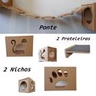 Nicho Gato - Kit 5 Peças = 2 Nichos + 2 Prateleiras+ Ponte Para Gatos - Nicho para Gato Pet Mdf 15mm