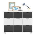 Nicho Organizador 1478 com 9Gavetas Branco/Preto - Qmovi