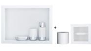 Nicho Para Banheiro Em Porcelanato Polido Porta Shampoo Sabonete e Porta Papel Higiênico (Branco 40)