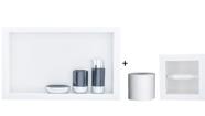 Nicho Para Banheiro Em Porcelanato Polido Porta Shampoo Sabonete e Porta Papel Higiênico (Branco 50)