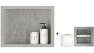 Nicho Para Banheiro Em Porcelanato Polido Porta Shampoo Sabonete e Porta Papel Higiênico (Cinza 40)