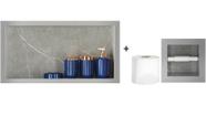 Nicho Para Banheiro Em Porcelanato Polido Porta Shampoo Sabonete e Porta Papel Higiênico (Cinza 60)