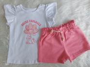 Nini bambini cj blusa deixe florescer e shorts rosa