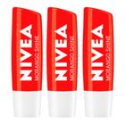 NIVEA Kit com 3 Unidades Hidratante Labial Morango Shine 4,8g