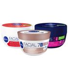 NIVEA Kit Creme Hidratante Facial Antissinais 100g + Hidratante Facial 7 em 1 Beleza Radiante 100g + Creme Hidratante Facial Noturno 100g