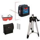 Nível a Laser Bosch, 2 Linhas, IP55, com Suporte Magnético, Tripé e Óculos Vermelho Profissional GLL 1222