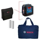 Nível a Laser Bosch 2 Linhas Vermelho, Resistente a queda, poeira e respingos, com Bolsa de Transporte  Profissional  GLL 1222